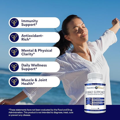 Research Verified Fibro Support - 540 Capsules - MSM, Magnesium, Vitamin D3, BioPerine - 6 Month Supply - Vegan