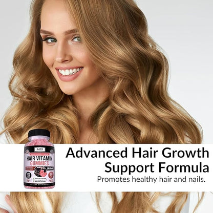 Kaya Naturals Hair Growth Gummies - Biotin 5000mcg Vitamins for Healthy Hair, Skin, and Nails - Beauty Supplement for Women or Men - 120 Count - Blueberry Flavor