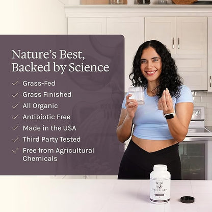 Enhanced Grass Fed Beef Liver with Reishi & Cordyceps Mushroom, Ginseng, Rhodiola - 4500mg Energy Production, Immune Support, Stress Relief, Total Body Wellness