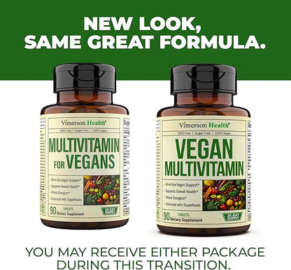 Vegan Multivitamins for Women & Men - Multivitamin & Multimineral Supplements for Energy, Focus and Overall Health. Daily Vegan Vitamins A, C, D, E & B12, Zinc, Calcium, Magnesium & More. 90 Tablets