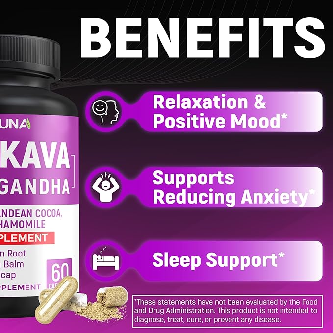 Kava Capsules with Kava, Ginkgo, Ashwagandha and More - 120 Capsules for 4 Months Supply (Pack of 2)