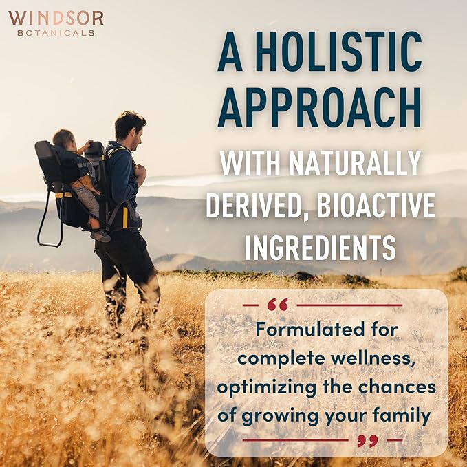 WINDSOR BOTANICALS Fertility Supplements for Men Prenatal Vitamins - Conception for Him Male Fertility Support Supplement - Zinc, Maca, Ashwagandha, L Arginine - 2-Pack, 240 Pills