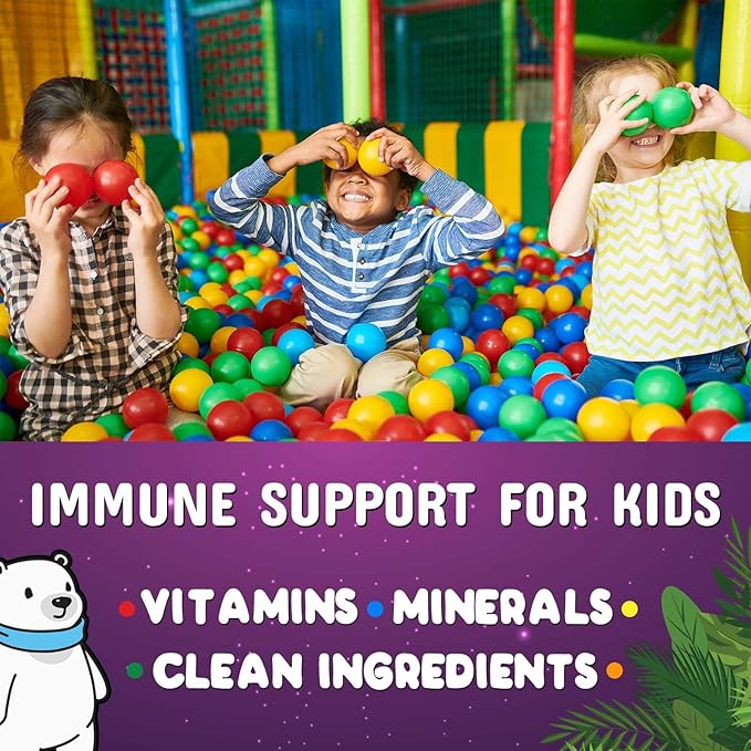 Kids Immune Support Gummy - Vitamin C, Zinc & Echinacea, Berry Flavor Children's Daily Immune Health Support Gummies for Ages 4 and Up, Nature's Vitamins for Kids, Vegan & Non-GMO - 120 Gummies