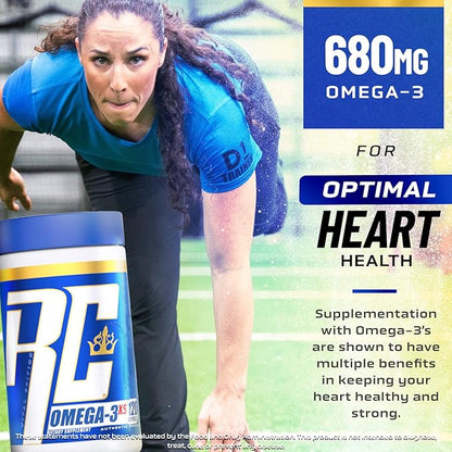 Ronnie Coleman Signature Series Fish Oil Supplement, Supplements, with EPA DHA & Omega-3, Joint, Focus, Heart Health and Brain Support, Omega 3 Fatty Acid Gel Capsules, 120 Softgels