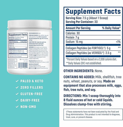 NativePath Joint Health Collagen Peptides, Type 1 & 3 Peptides, with Fortigel and Verisol, 7.9 Ounce, 30 Servings
