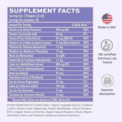 Women's Multivitamin liposomal Liquid Drops with Iron | 30 Day Supply | 3 FL Oz | Non-GMO | Gluten Free | Supports Overall Health, Energy and Beauty
