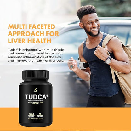 HUMANX TUDCA+ 1000mg Bile Salts Liver Support Supplement, Liver and Gallbladder Cleanse Supplement - Vegan, Non GMO - USA Made Easy to Swallow Capsules - Tauroursodeoxycholic Acid Supplements