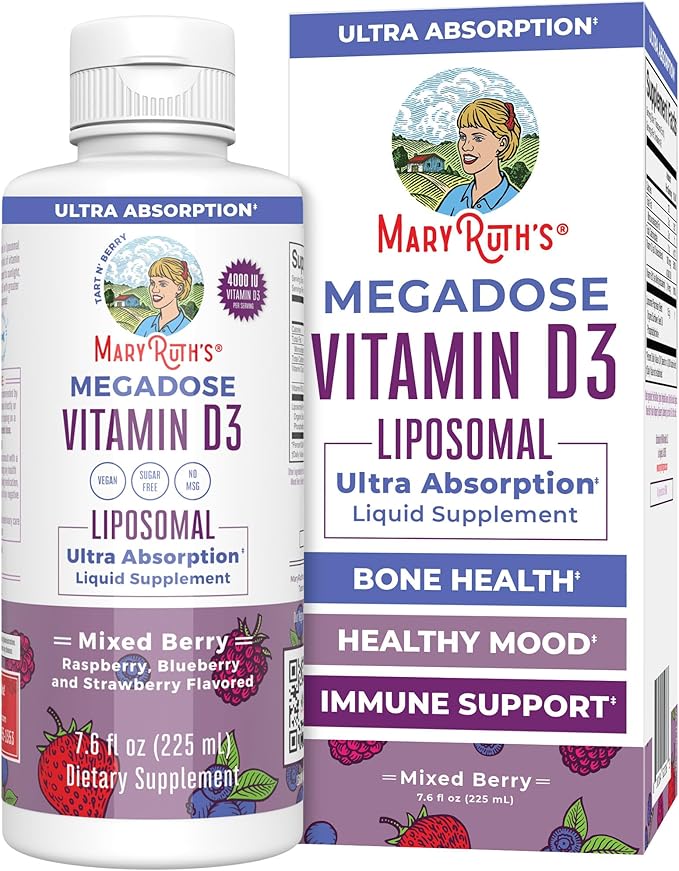 Megadose Vitamin D3 Liposomal by MaryRuth's| Vitamin D 4000 IU | Ultra Absorption | Immune Support for Adults | Bone Health | VIT D3 | Vegan | Sugar Free | Gluten Free | Non-GMO | 45 Servings
