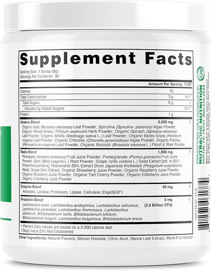 NutraOne Ideal Greens Antioxidant and Nutrient-Rich Superfood Greens Powder Supplement Berry- 30 Servings