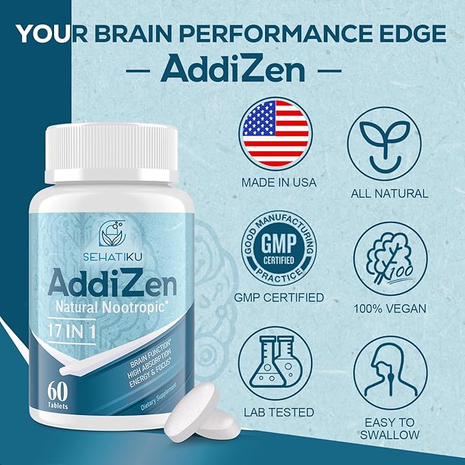 17-in-1 Brain Supplement for Memory and Focus | Natural Nootropics Brain Supplement for Brain Cognition, Energy | High Absorption | L-Theanine, Phytonutrient Blend and Vitamins B6, B12 | 60 Tablets