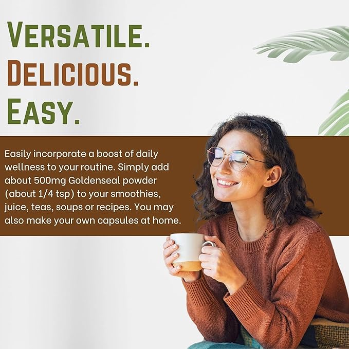 Naturefi Organic Goldenseal Root Powder - 10.5 oz, 300 Servings *USDA Organic | Lab Tested* Pure Natural Goldenseal Root Powder Supplement