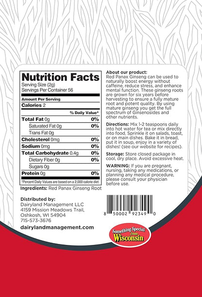 Red Panax Ginseng Powder with Natural Ginsenosides (4 oz)- Supports Healthy Energy, Vitality, Mood and More, Korean Panax Ginseng Root Powder for Smoothies, Coffee or Drinks (1 Pack)