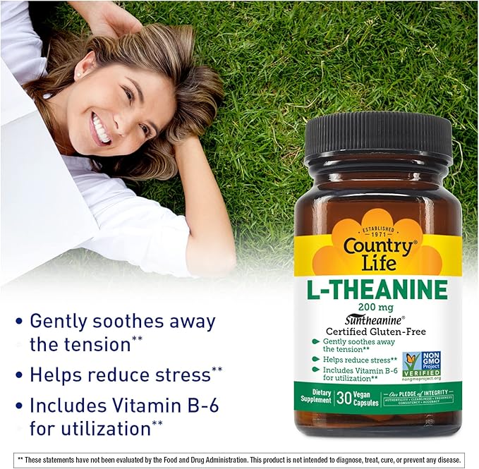 Country Life L-Theanine - 200 mg - 30 Vegetarian Capsules