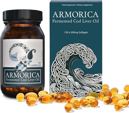 Fermented Cod Liver Oil - Cold Processed, Lacto-Fermented & Raw Cod Liver Oil - Made Exclusively with Atlantic Cod (Unflavoured, 120 Capsules)
