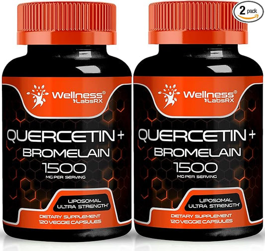 Quercetin with Bromelain Supplement - 1500mg - Immune Support and Heart Health Capsules For Men and Women, Quercetin Supplements Helps Support Joint & Healthy Respiratory System - 120 Count (2 Pack)