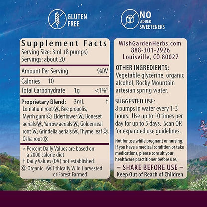 WishGarden Herbs Serious V-Fighter - Plant-Based Herbal Rapid Immune Support & Respiratory Health with OSHA & Goldenseal, Soothes Aches & Irritated Lungs, Supports Optimum Body Temperature, 2oz