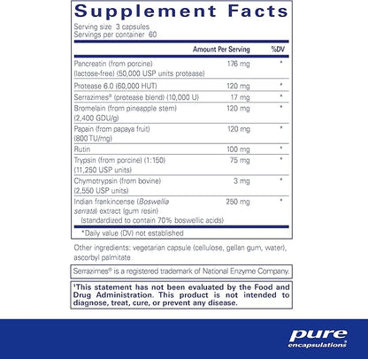 Pure Encapsulations Systemic Enzyme Complex - Supports Muscle Recovery & Joint Health - for Immune Health* - Gluten Free & Non-GMO - 180 Capsules