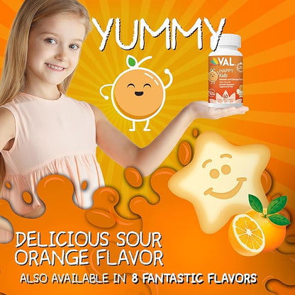 VAL Magnesium for Kids | High-Absorption Magnesium for Calm, Relaxation & Focus | Mg Glycinate, Citrate & Taurate | with Vitamin B6, D & C | Sugar-Free, Non-GMO | 60 Chewable Tablets