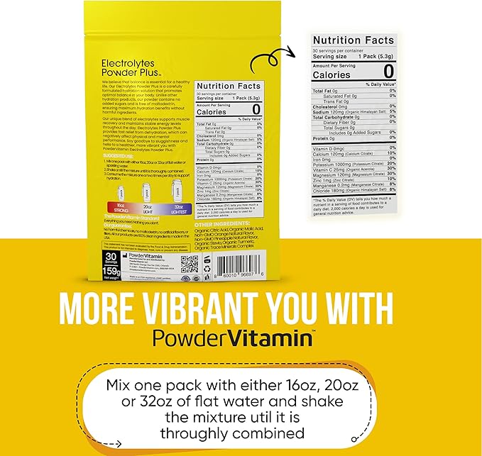 Electrolytes Powder Plus, Keto, Orange Pineapple, Sugar-Free, 1000mg Potassium, 120mg Calcium, 120mg Magnesium, Non GMO, Zero Calories, 30 Hydration Packets
