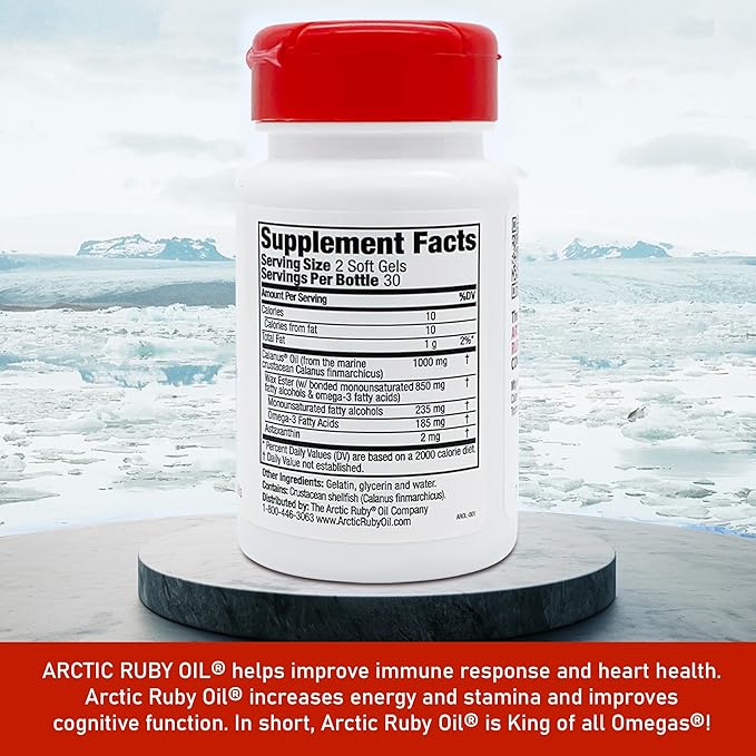 Arctic Ruby Oil - Omega 3 Supplement with Astaxanthin 2mg - Contains Essential Fatty Acids & Antioxidants - Supports Heart, Brain, Eye, Skin, Joint & Immune Health - 60 Softgels (2 Pack)