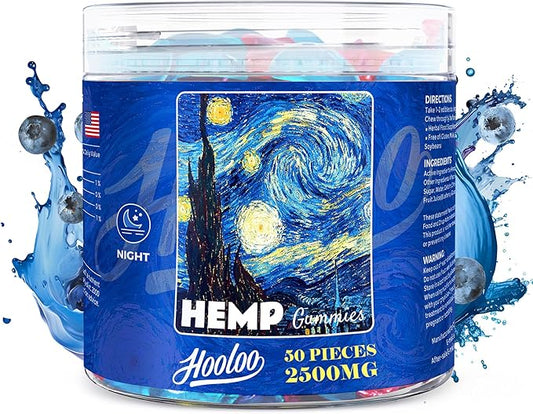 Hemp Gummies - High Potency for AdultsNatural Tasty Fruit Flavors Vitamins, Omega 3 for Deep Bedtimes, Focus, Unwind, Made in USA