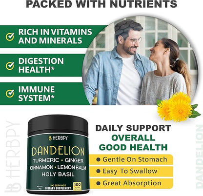 Bundle 6in1 Dandelion Supplement & 5in1 Valerian Root Supplement - Support Heart Health, Immune, Digestive, Restful Night and Relaxation