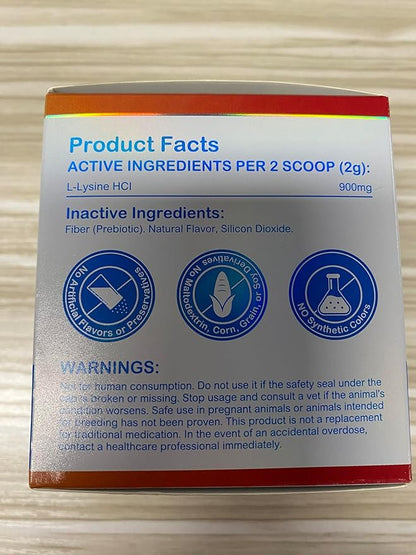 L-Lysine Powder for Cats, 2PC Lysine Powder Supplement Support Cats Immune Respiratory Health – Lysine Powder for Cats Eye Care, Pets Health Supplemnt for Cats of All Age - Salmon Flavor / 120g x 2