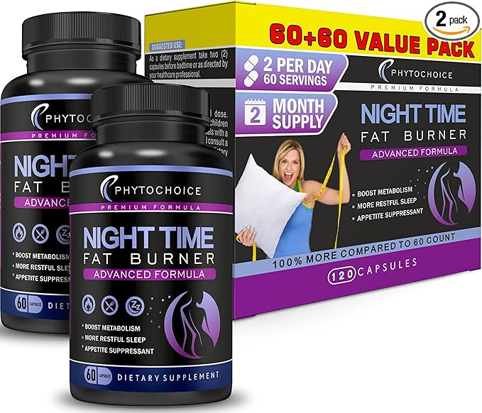 Night Time Weight Loss Pills for Women-Carb Blocker Appetite Suppressant with Melatonin-Fat Burner Diet Pills that Work Fast for Women-Nighttime Metabolism Booster-Overnight Fat Burning Pills-2 Pack