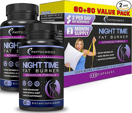 Night Time Weight Loss Pills for Women-Carb Blocker Appetite Suppressant with Melatonin-Fat Burner Diet Pills that Work Fast for Women-Nighttime Metabolism Booster-Overnight Fat Burning Pills-2 Pack