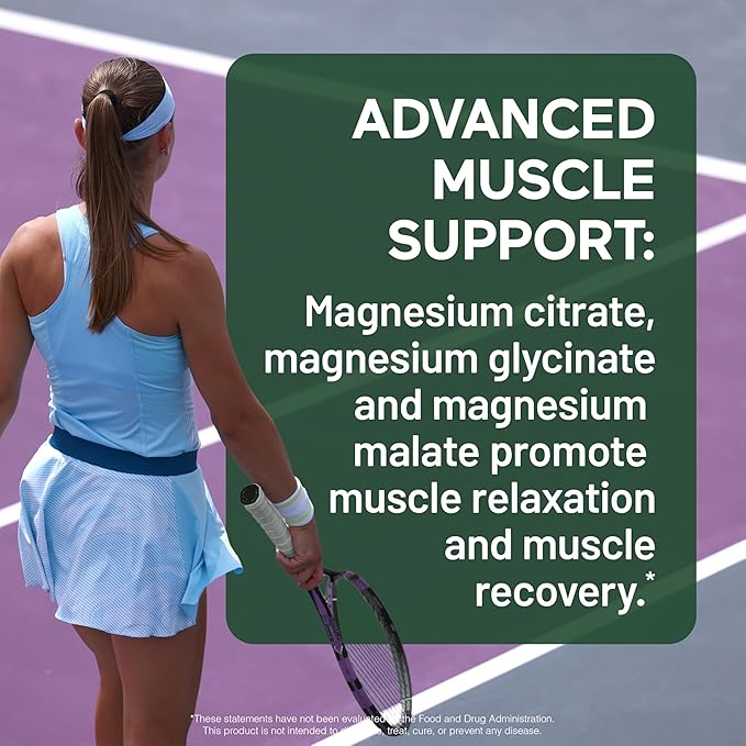 Smarter Nutrition Magnesium Complex - Chelated Magnesium Glycinate + Citrate, Malate for Sleep, Relaxation, Muscle & Nerves + Clinically Proven L-Theanine, Non-GMO-60 Tablet[30-Day Supply]