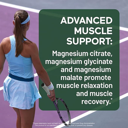Smarter Nutrition Magnesium Complex - Chelated Magnesium Glycinate + Citrate, Malate for Sleep, Relaxation, Muscle & Nerves + Clinically Proven L-Theanine, Non-GMO-60 Tablet[30-Day Supply]
