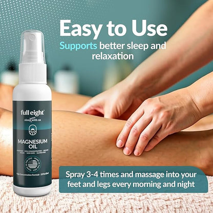 Pure Magnesium Oil Spray Bottle with Lavender - Topical Magnesium Body Spray for Feet, Muscle Pain, Leg Cramps & Sleep, Fast Absorption Natural & Organic - Made in USA, 8oz