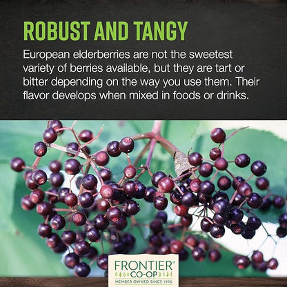 Frontier Co-op Dried Elderberries, 1lb Bulk Bag, European Whole | Kosher & Non-GMO Elderberry Dried Fruit for Elderberry Powder, Tea, Immune Support