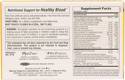 Natures Plus Hema-Plex Iron - 30 Slow-Release Tablets - 85 mg Chelated Iron - Total Blood Health - with Vitamin C & Bioflavonoids - Non GMO, Vegetarian & Gluten Free - 30 Servings