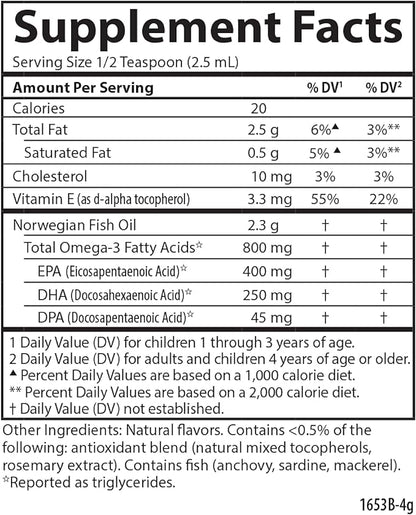 Carlson - Kid's The Very Finest Fish Oil, 800 mg Omega-3s, Norwegian, Sustainably Sourced, Orange, 200 mL