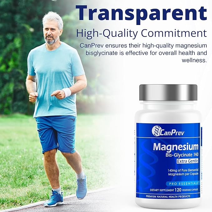 CanPrev Magnesium BisGlycinate Extra Gentle 140mg, 120 v-Caps 120-Day Supply - Pure Elemental Magnesium Supplement, Support Bone & Muscle Function, Gentle on Stomach, Perfect for Daily Magnesium Needs
