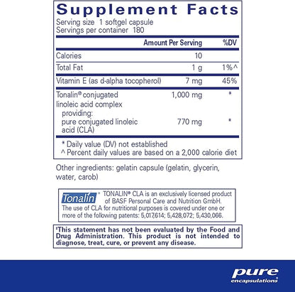 Pure Encapsulations CLA (Conjugated Linoleic Acid) 1,000 mg | Promotes Healthy Body Composition with Exercise* | 180 Softgel Capsules