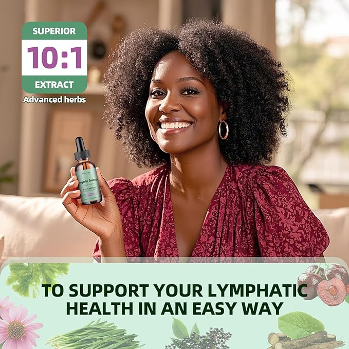 Liposomal Lymphatic Drainage Supplements - 10-in-1 Vegan Lymphatic Drainage Drops with Echinacea & Burdock Root - Immune & Detox Boost, Advanced Absorption, Non-GMO (1 fl oz, 2 Pack)
