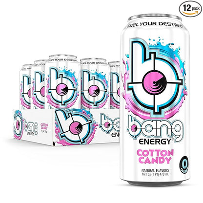 Bang Energy Cotton Candy, Sugar-Free Energy Drink, 16-Ounce (Pack of 12)
