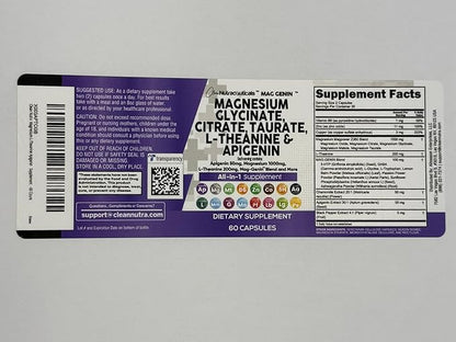 Magnesium Glycinate Complex 1000mg with L-Theanine 200mg Apigenin 50mg Citrate Taurate Supplement - 5-HTP GABA Passion Flower Lemon Balm L-Glycine Phosphatidylserine Ashwagandha - 2Pack