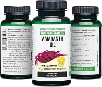 Amaranth Seed Oil Capsules 200 Softgels Wild Harvested Siberia Altai Cold Pressed Unrefined