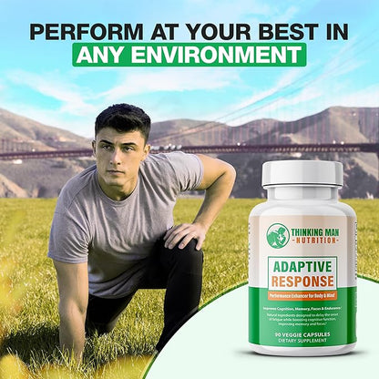 Adaptive Response I Brain Supplements For Memory and Focus I Energy Support Herbal Supplements with Lion's Mane, Cordyceps, Rhodiola Rosea Extract and Bacopa Monnieri I Nootropic I 90 count