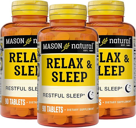 MASON NATURAL Relax & Sleep Dietary Herbal Supplement with Valerian Root & Passiflora Extract, 9 Month Supply, 3 Pack