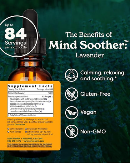 Herb Pharm Anxiety Soother Liquid Herbal Formula with Kava Extract and Lavender Essential Oil for Mild and Occasional Anxiety Support* - 2 Ounce