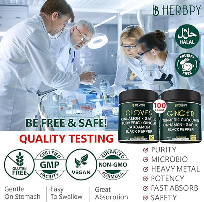 Bundle 7in1 Cloves Supplement & 5in1 Ginger Supplement - Support Immune, Digestion and Heart Health