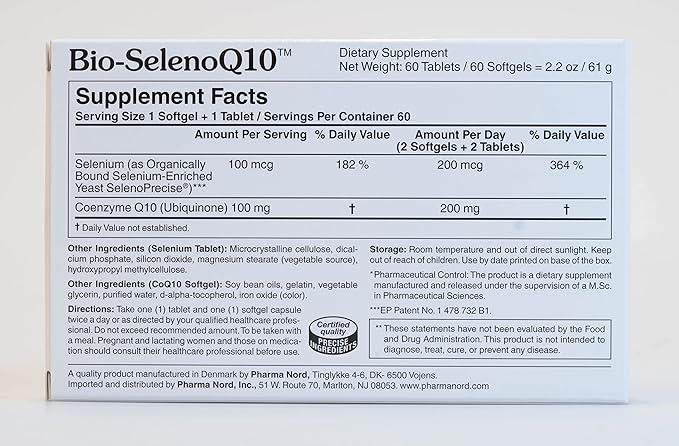 Pharma Nord Bio-SelenoQ10 Anti-Aging Supplement| CoQ10 100mg & Selenium 100mcg | Supports Cellular Health & Longevity | Slows Cellular Aging | Backed by Research | 60 Softgels & 60 tabs
