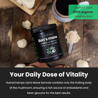 NutraChamps Beet Root Powder & Lion's Mane Powder. Powerful Circulation & Adaptogen Blends