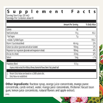 Floradix Calcium Magnesium Liquid Herbal & Mineral Supplement - Bone Support Supplement* with Calcium, Magnesium, Vitamin D & Zinc - Vegetarian, Non-GMO - 8.5 fl oz