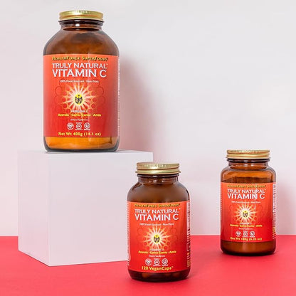 HEALTHFORCE SUPERFOODS Truly Natural Vitamin C - Immune Support Supplement with Camu Camu Berry - Vitamin C Supplement for Immune Health - Vegan, Non-GMO - 400 Grams, 67 Servings