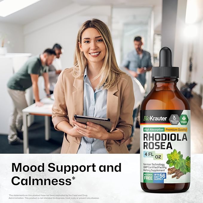 BIO KRAUTER Rhodiola Rosea Tincture 4 Fl. Oz. & Bacopa Tincture 4 Fl. Oz.